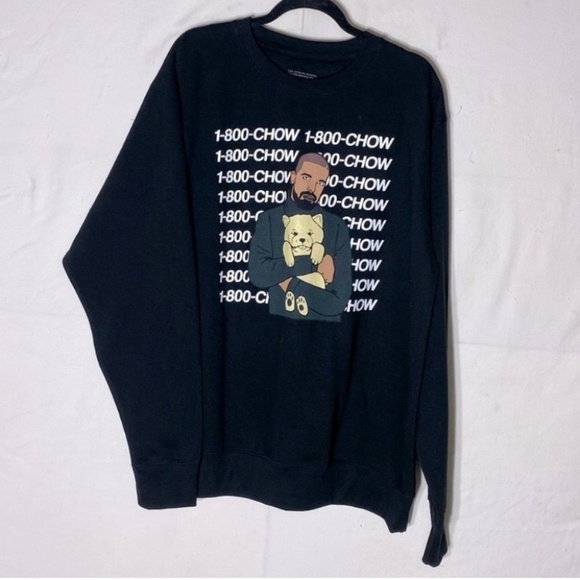 Dog Limited Drake Collaboration 1-800-CHOW Black Crew Neck Sweatshirt  L - Picture 1 of 6